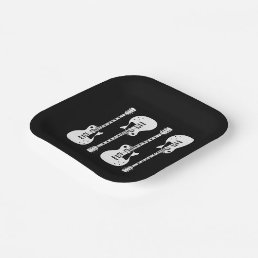 エレキギターのグラフィック（白） ペーパープレート (傾斜あり)