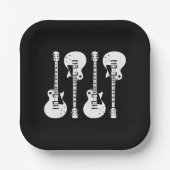 エレキギターのグラフィック（白） ペーパープレート (正面)