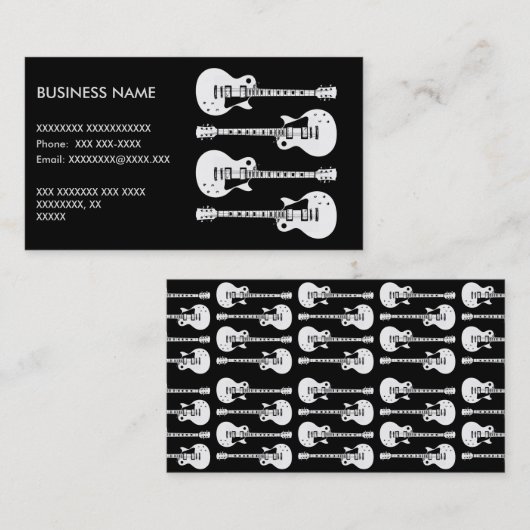 エレキギターのグラフィック(白) 名刺 (正面/裏面)