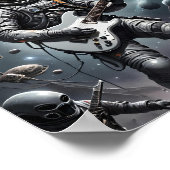 エレキギターのポスターを持つ宇宙飛行士 ポスター (角)