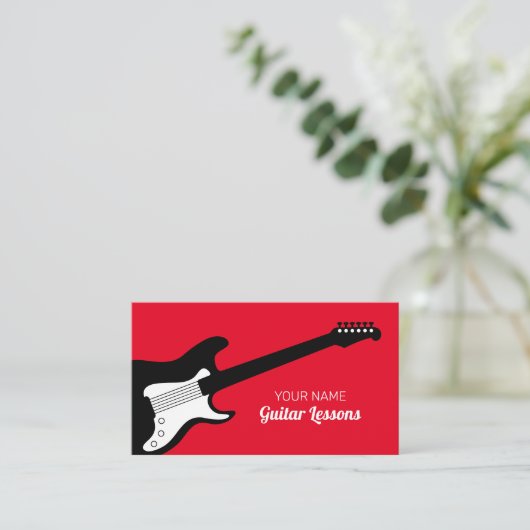 エレキギターのレッスンの名刺テンプレート 名刺 (スタンド正面)