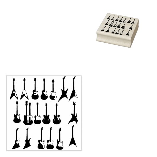 エレキギターの体スタンプ ラバースタンプ (押印)