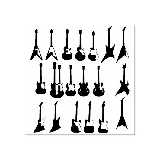 エレキギターの体スタンプ ラバースタンプ (インプリント)