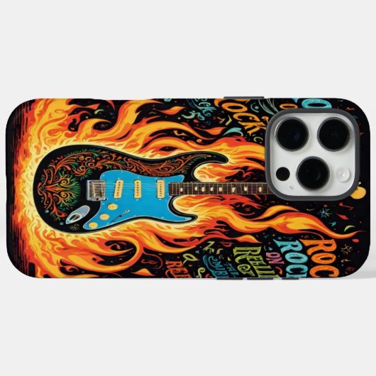 エレキギターの創造性鮮やかを燃やす Case-Mate iPhoneケース (裏面 (横))