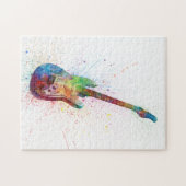 エレキギターの抽象芸術の水彩画 ジグソーパズル (横)
