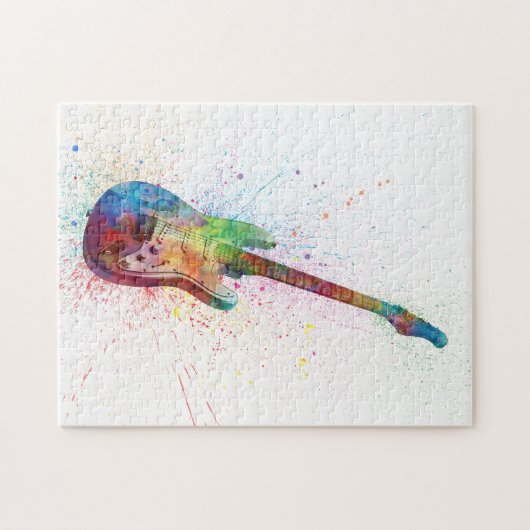 エレキギターの抽象芸術の水彩画 ジグソーパズル (横)
