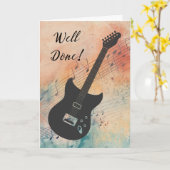 エレキギターの演奏おめでとう カード (黄色い花)