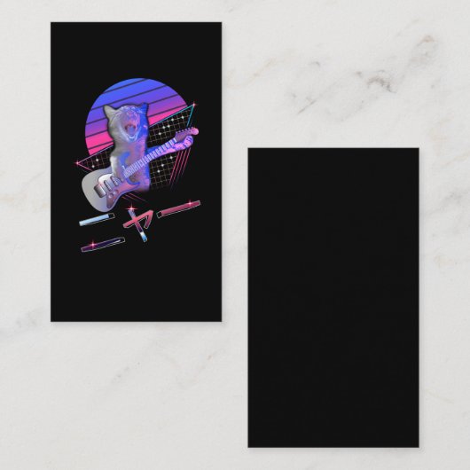 エレキギターの猫気化80年代90年代音楽好き 名刺 (正面/裏面)