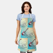 エレキギターの音符 エプロン (着用した状態)