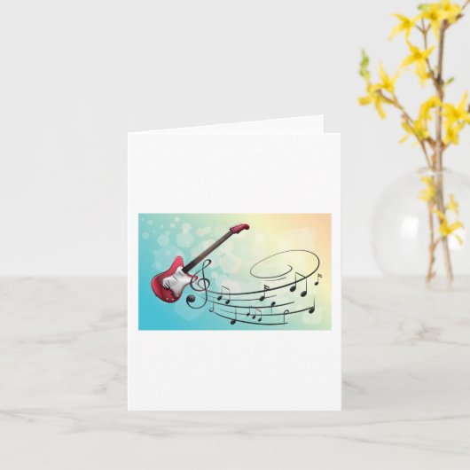 エレキギターの音符 カード (黄色い花)