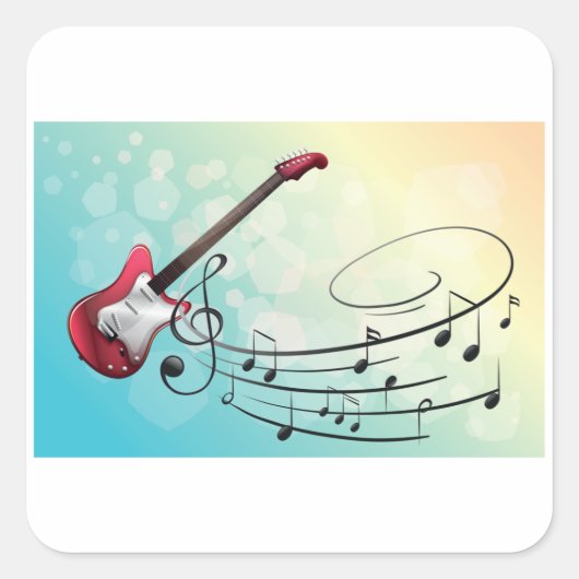 エレキギターの音符 スクエアシール (正面)