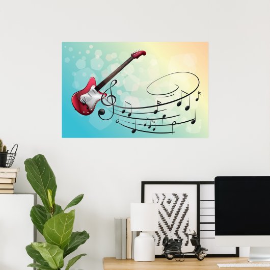 エレキギターの音符 ポスター (ホームオフィス)