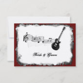 エレキギターの黒の赤い音楽RSVP 出欠カード (裏面)