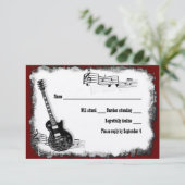 エレキギターの黒の赤い音楽RSVP 出欠カード (スタンド正面)