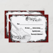 エレキギターの黒の赤く白い音楽RSVP 出欠カード (正面/裏面)