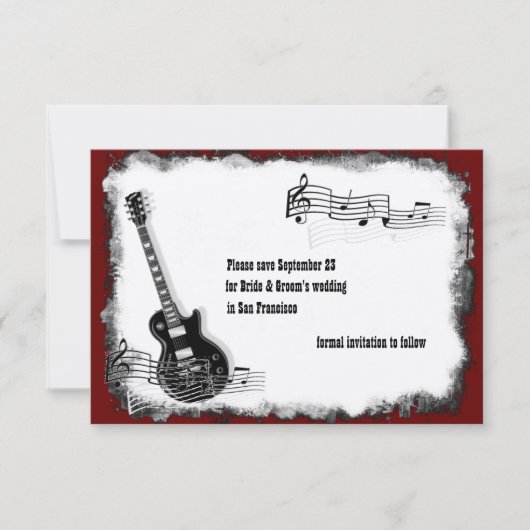 エレキギターの黒赤い音楽保存日付 セーブザデート (正面)