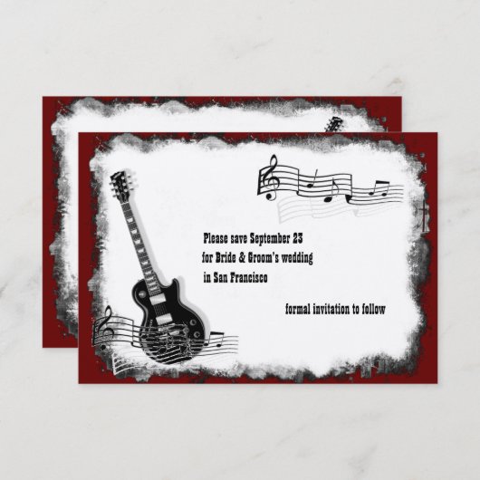 エレキギターの黒赤い音楽保存日付 セーブザデート (正面/裏面)