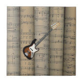 エレキギターの~によって転がられる楽譜の背景 タイル (正面)