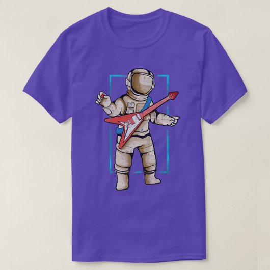 エレキギターを持つ宇宙飛行士 Tシャツ (デザイン正面)