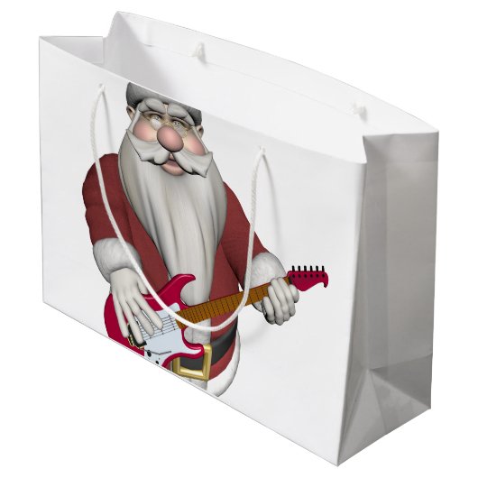 エレキギターを演奏しているサンタクロース ラージペーパーバッグ (裏面アングル)