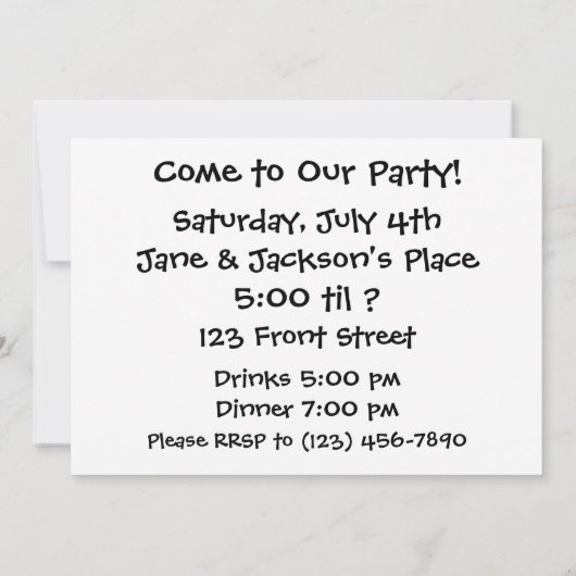 エレキギターを演奏しているリス 招待状 (裏面)