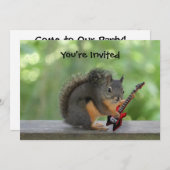 エレキギターを演奏しているリス 招待状 (正面/裏面)