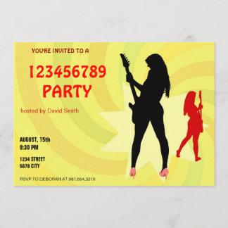 エレキギターをpalying女の子 招待状