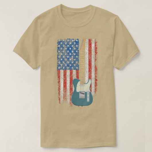 エレキギターアメリカ国旗 Tシャツ (デザイン正面)