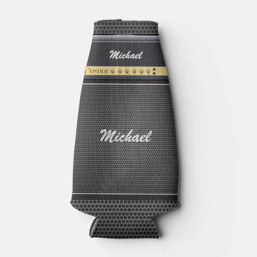 エレキギターアンプミュージックテーマ誕生日名ビール ボトルクーラー (正面)