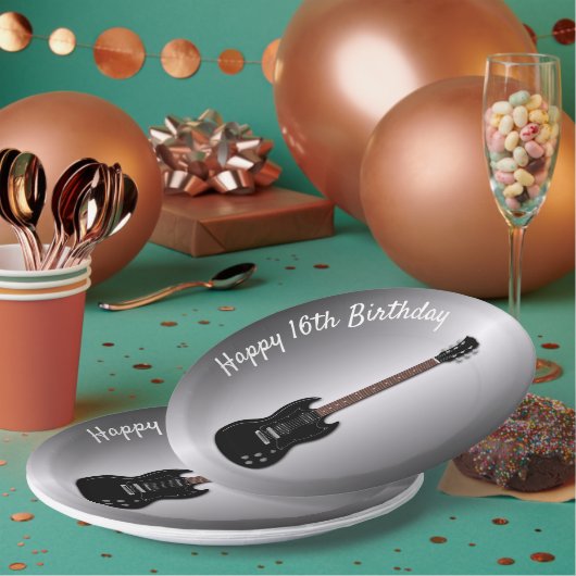エレキギターカスタム誕生日ボ10代のイプレート ペーパープレート (複数)