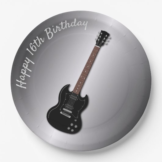 エレキギターカスタム誕生日ボ10代のイプレート ペーパープレート (正面)