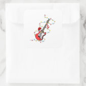 エレキギターサンタクロース音楽クリスマス恋人 スクエアシール (バッグ)