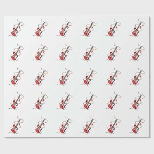 エレキギターサンタクロース音楽クリスマス恋人 ラッピングペーパー (フラット)