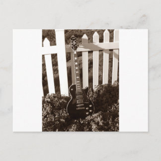 エレキギタースカルノブ付きはがきB&W ポストカード