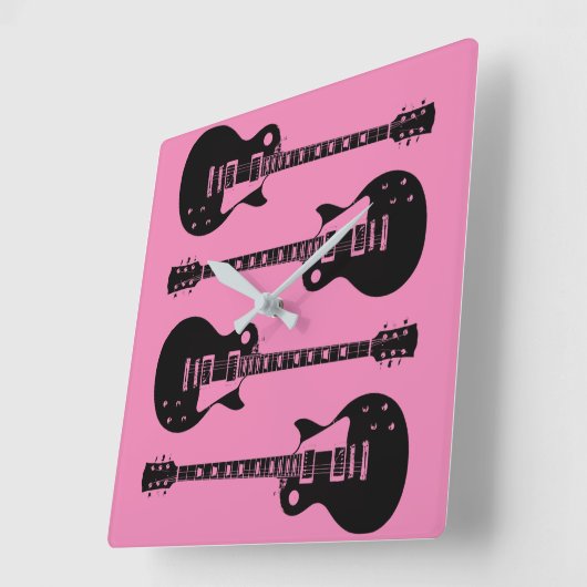 エレキギターズ・グラフィック（黒） スクエア壁時計 (傾斜)