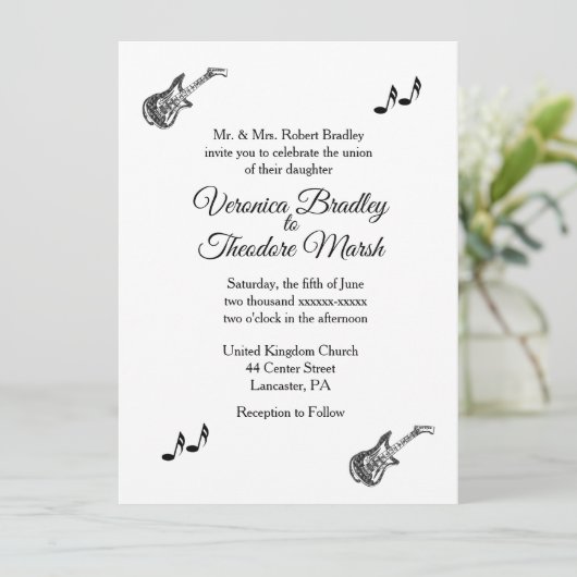 エレキギターテーマ結婚式招待状 招待状 (スタンド正面)