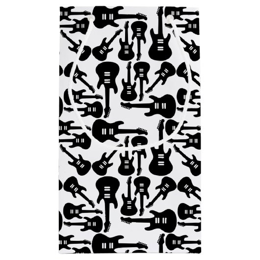 エレキギターパターン音楽をテーマにしたカスタムカラー スモールペーパーバッグ (裏面)