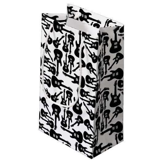 エレキギターパターン音楽をテーマにしたカスタムカラー スモールペーパーバッグ (裏面アングル)