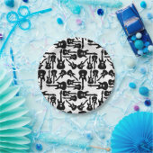 エレキギターパターン音楽をテーマにしたカスタムカラー ペーパープレート (パーティー)