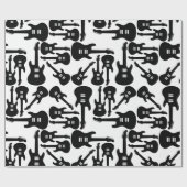 エレキギターパターン音楽をテーマにしたカスタムカラー ラッピングペーパー (フラット)