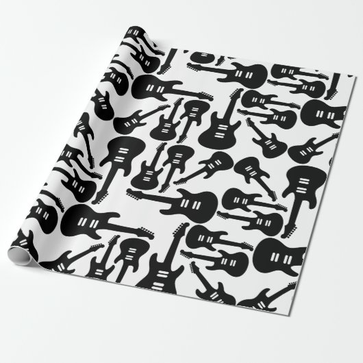 エレキギターパターン音楽をテーマにしたカスタムカラー ラッピングペーパー (アンロールド)