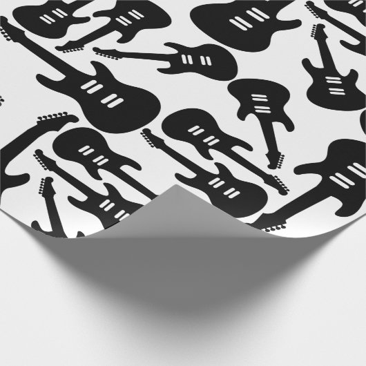 エレキギターパターン音楽をテーマにしたカスタムカラー ラッピングペーパー (角)