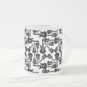 エレキギターパターン音楽主題カスタム色 フロストグラスマグカップ (正面右)