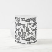 エレキギターパターン音楽主題カスタム色 フロストグラスマグカップ (正面左)