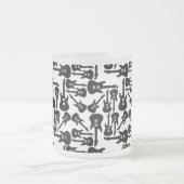 エレキギターパターン音楽主題カスタム色 フロストグラスマグカップ (中央)