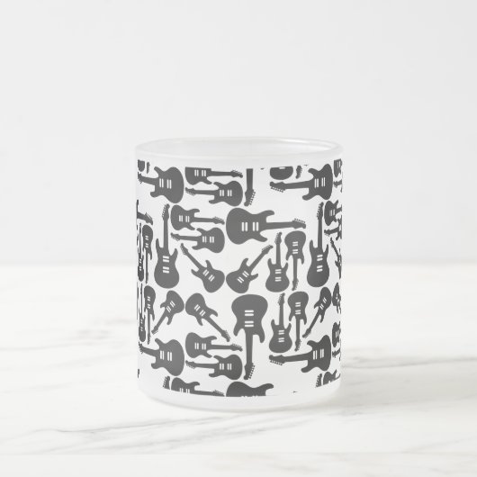 エレキギターパターン音楽主題カスタム色 フロストグラスマグカップ (中央)