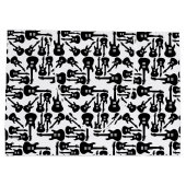 エレキギターパターン音楽主題カスタム色 ラージペーパーバッグ (裏面)