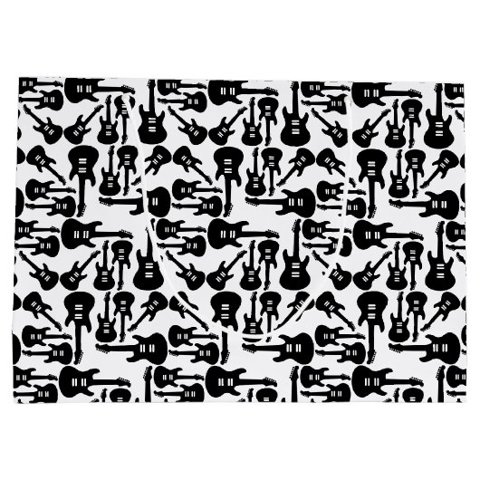 エレキギターパターン音楽主題カスタム色 ラージペーパーバッグ