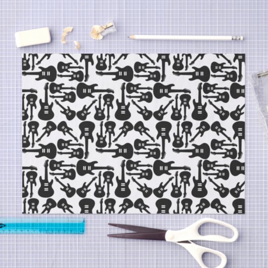 エレキギターパターン音楽主題カスタム色 薄葉紙 (クラフト)