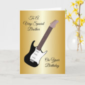 エレキギターパーソナライズされたブラザー誕生日 カード (黄色い花)